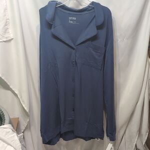 Haven Well Within Talbot's Blue  Tencel Crewneck Button Up Lounge Top Sz XL NWT